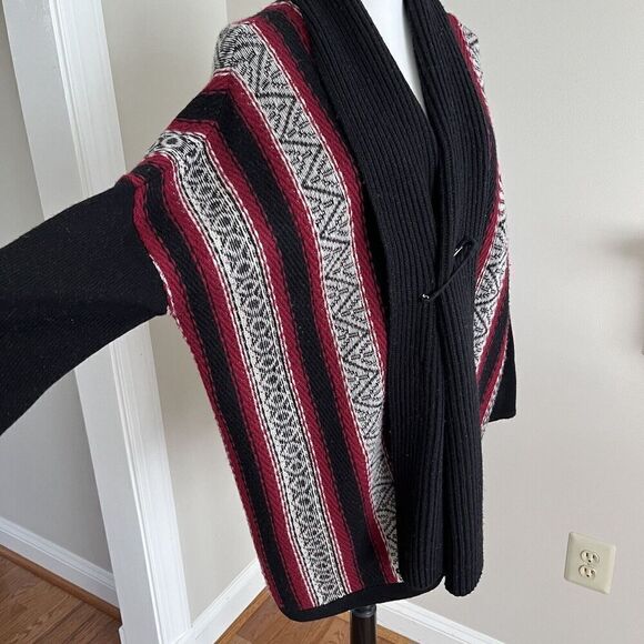 J Jill Blanket Aztec Cardigan Womens M L Wool Blend Long Sweater Western Boho - Picture 10 of 12